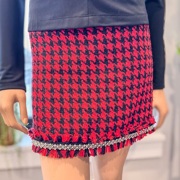NWT-Scarlette Houndstooth Mini Skirt w Decorative Trim by Francesca's, Size: S - Picture 1 of 10
